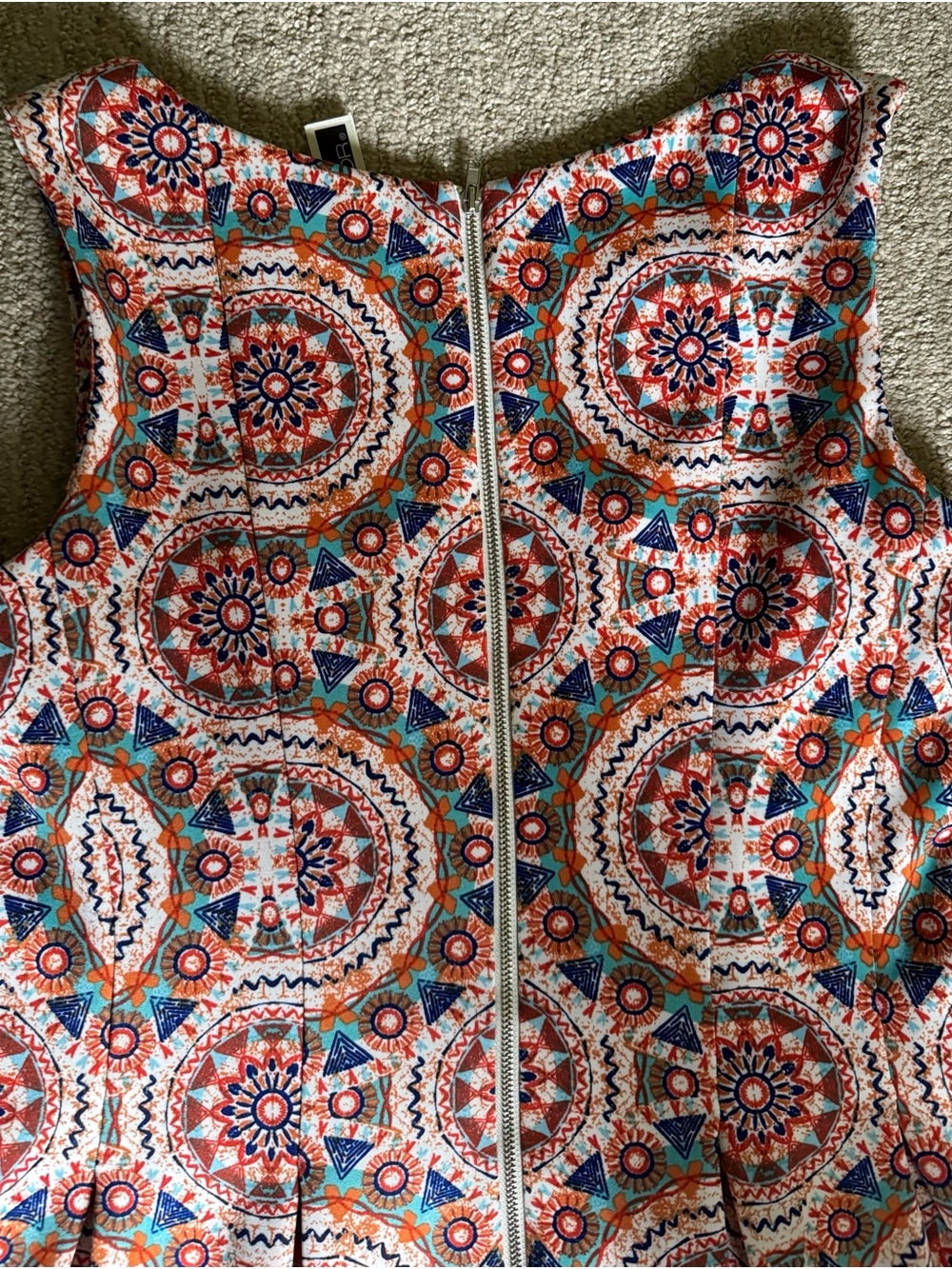 Julian Taylor Sleeveless Medallion Print Fit-and-Flare Dress - Multicolor Sz 12 - Picture 13 of 14
